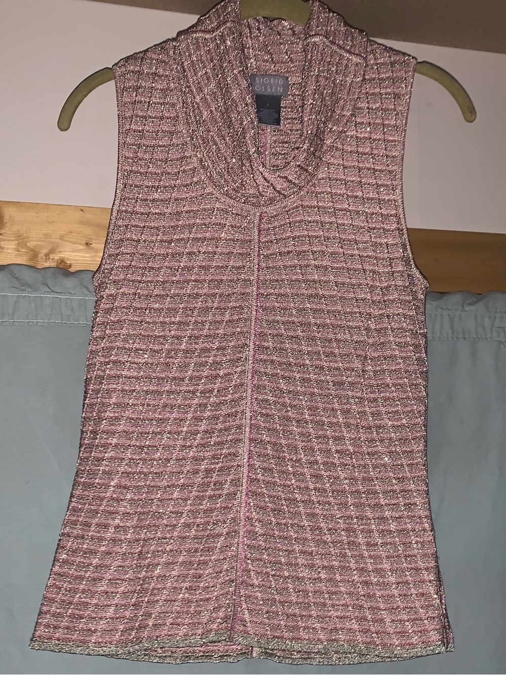 Sigrid Olsen Metallic Berry Ribbed Knit Top